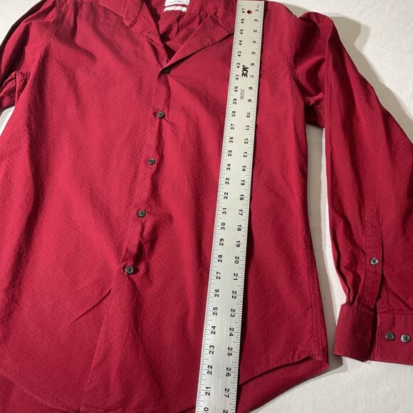 Calvin Klein Slim Fit Red Long Sleeve Button-Up Shirt 16-16.5 34/35 Size L - Picture 4 of 6